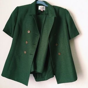 Olive green woman’s pants suit